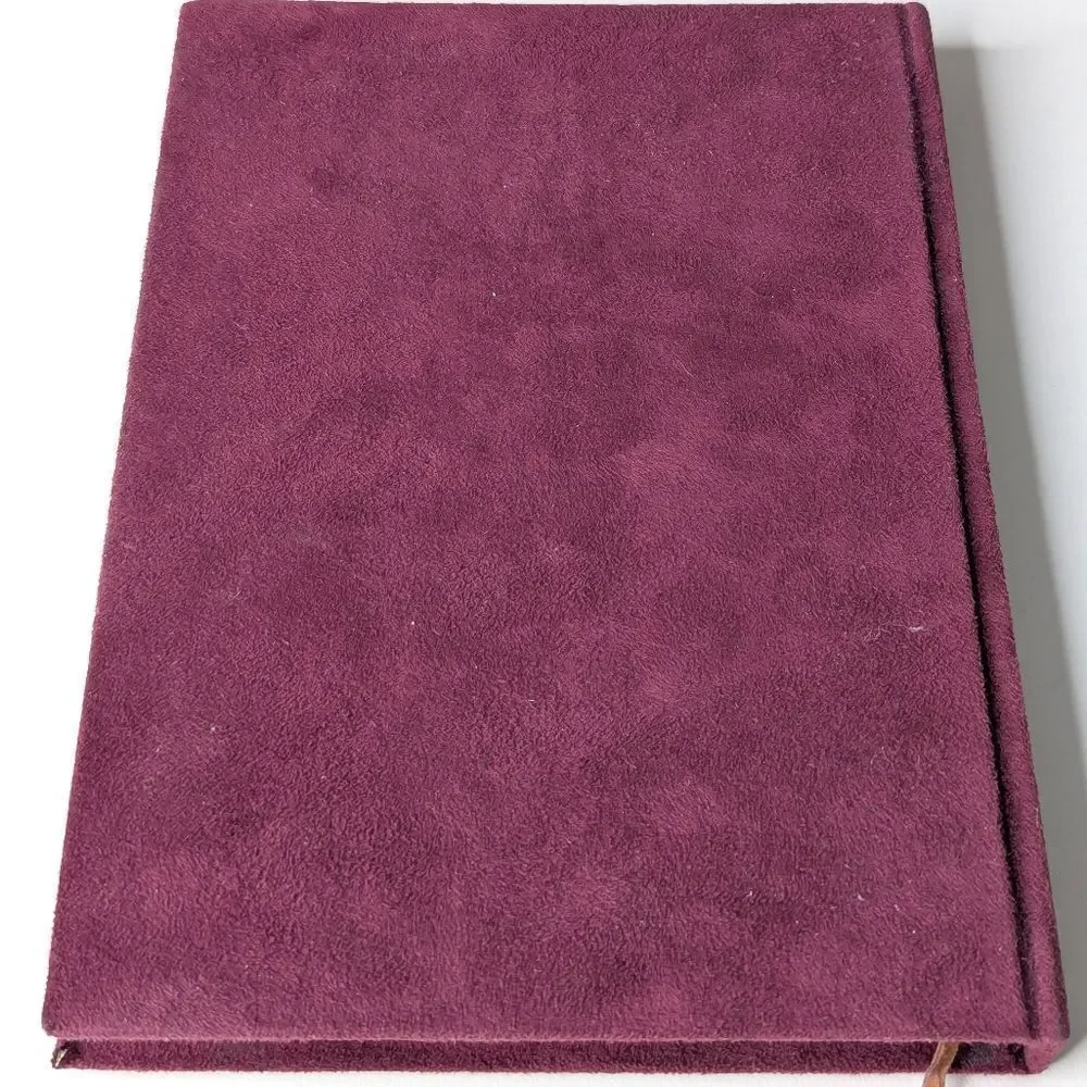 Burgundy Velvet Covered Embroidered Lined Journal With Ribbon Bookmark
